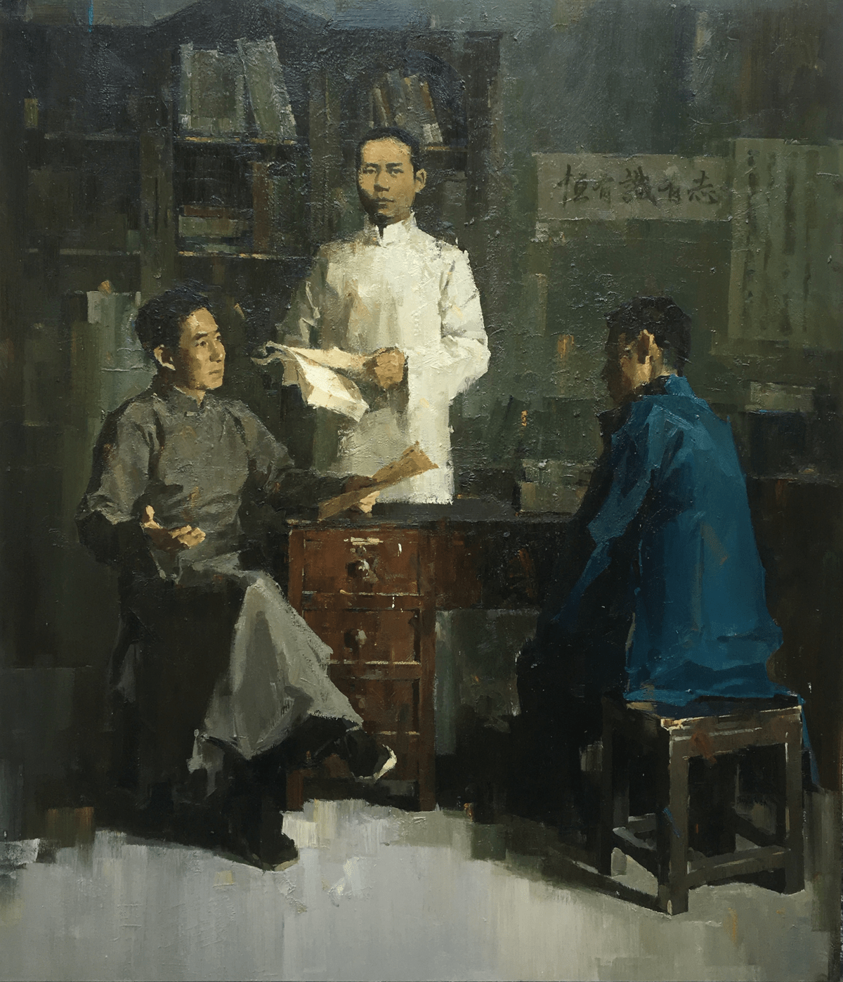 蔡俊杰《先声——新民学会创始者》180cmX150cm 布面油画.jpg